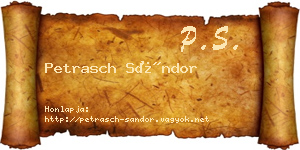 Petrasch Sándor névjegykártya